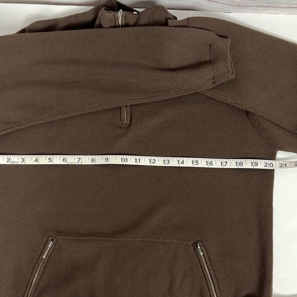 New BELFORD 1/4 Zip Sweater Pullover Kangaroo Pocket Brown Cotton Mock Neck M - Picture 12 of 12